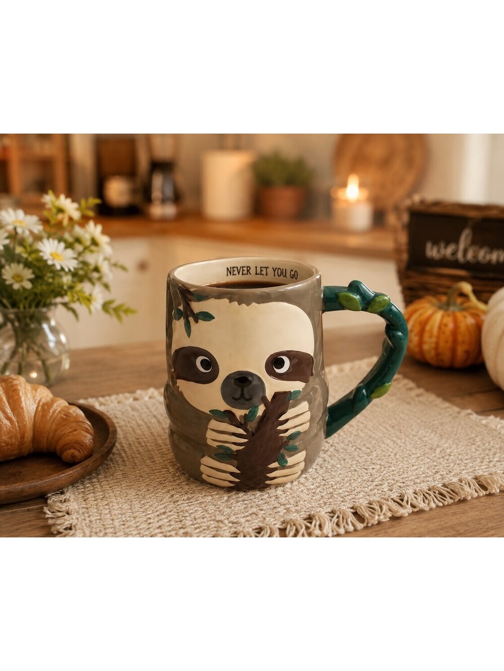 TAG 3D Sloth Mug Tree Handle “Never Let You Go” Ceramic Cup